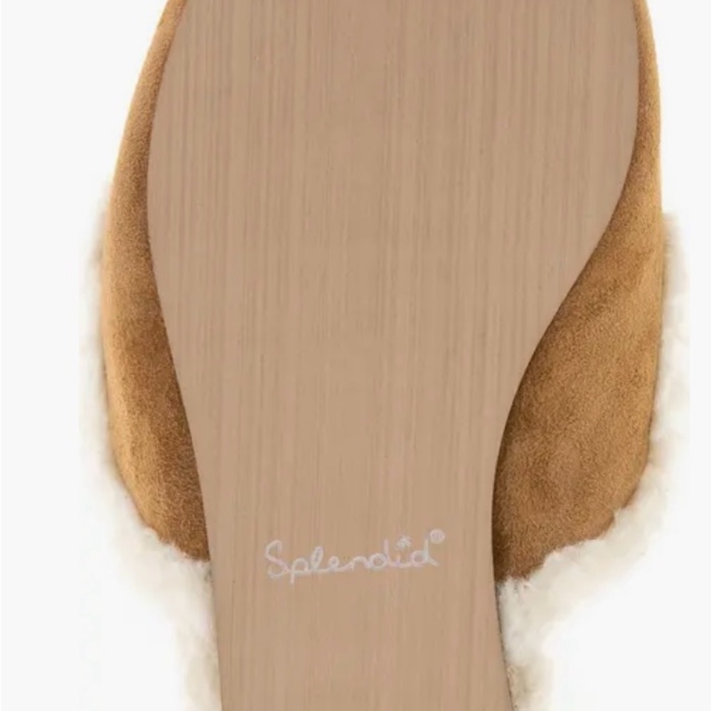 Splendid Tan Suede Mules with White Trim - Picture 5 of 7